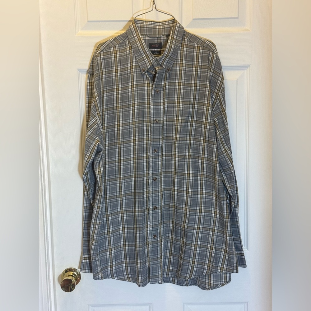 Arrow Gray and Gold Casual Button Down Shirt